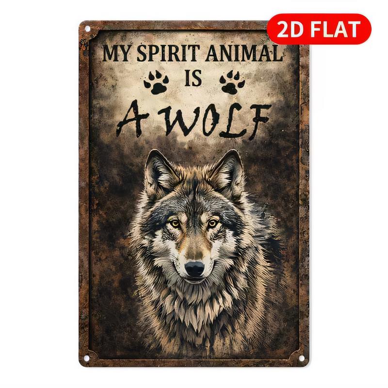 Tin Sign Retro Wolf Paw Print Wall Decor My Spirit Animal Is A Wolf Vintage Metal Poster for Man Cave Bar Garage Office Rus