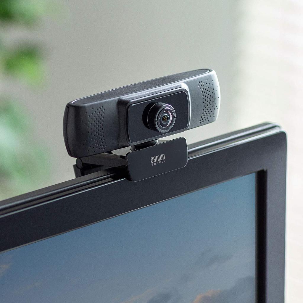 Sanwa Supply Conference USB Skype Black Wide-Lens Webcam, Connection, 150° Ultra-Wide Angle, Built-in Microphone, Compatible, CMS-V43BK