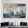 Retro Art Poster Ivan Konstantinovich Aivazovsky Oil Painting Brig Mercury Attacked by Two Turkish Ships Canvas Print Gallery