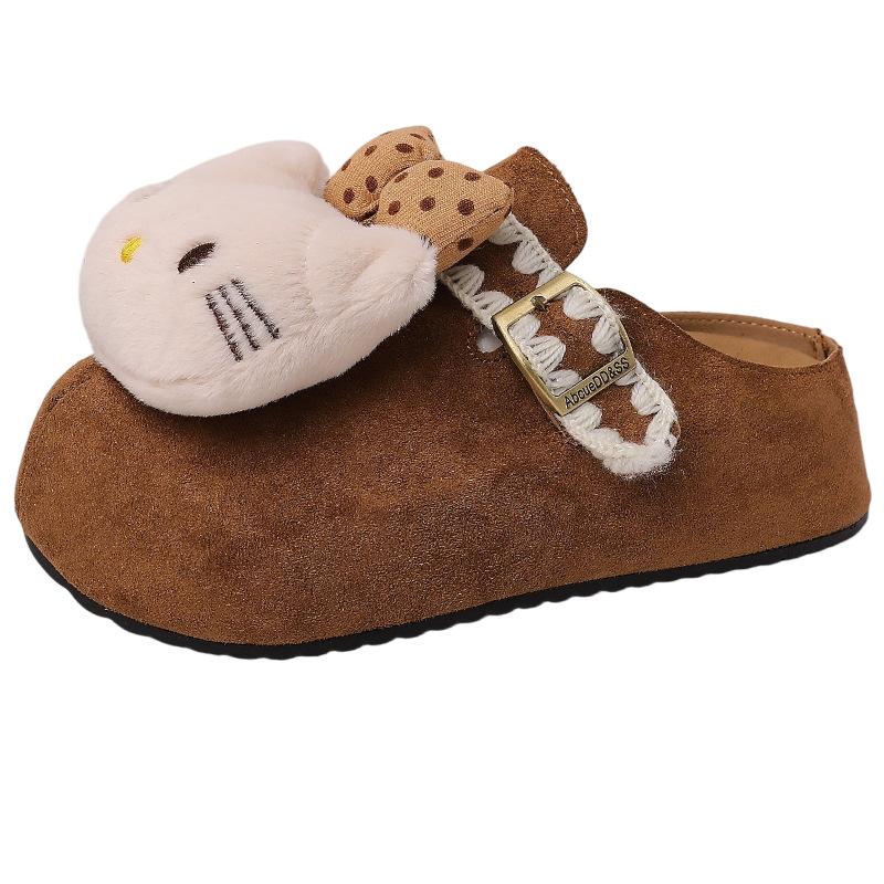 Piaohong милые тапочки-шлепанцы с кошечкой KT, женские, на толстой подошве, удобные и универсальные, с закрытым носком, на осень и зиму 2025