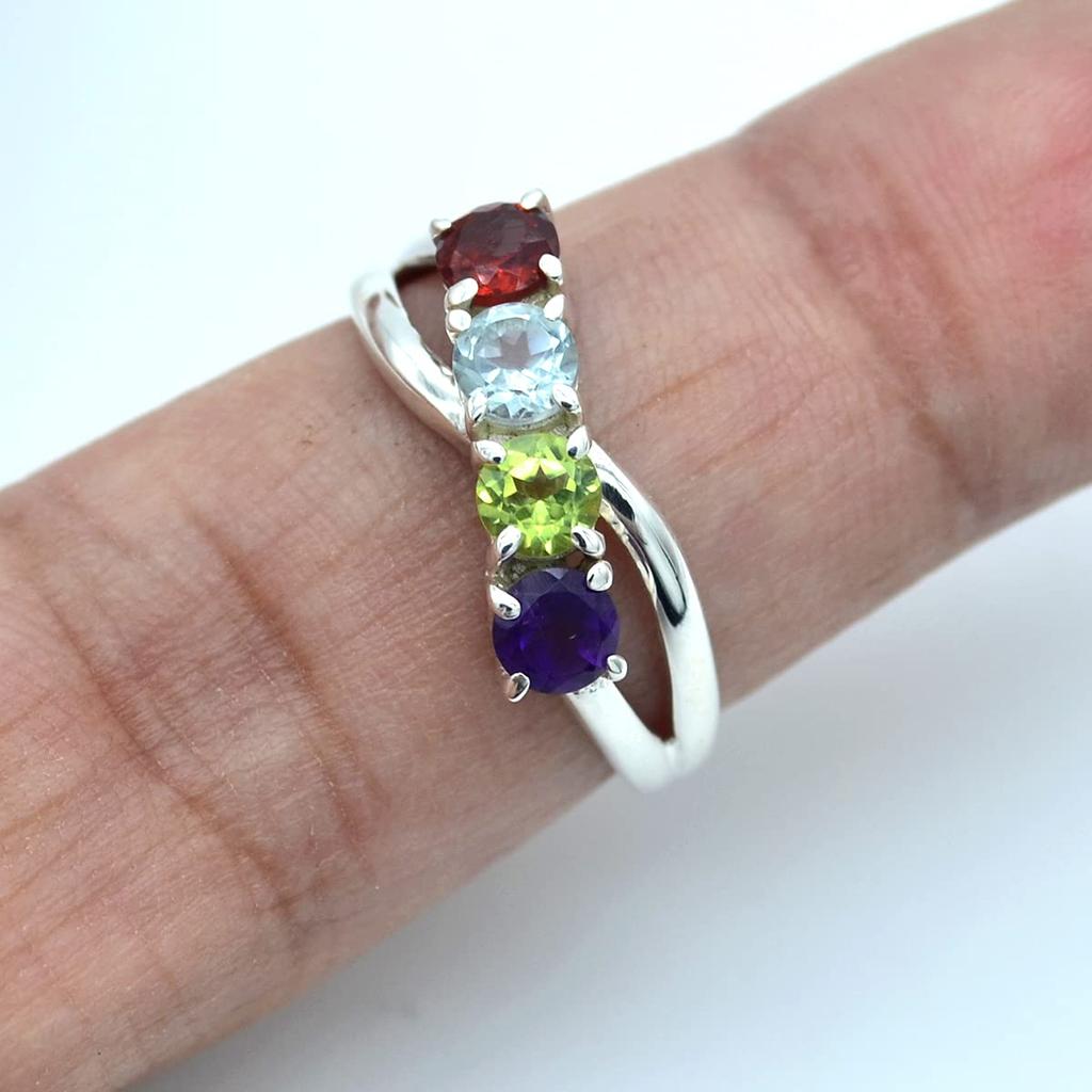 925 Silver Ring, Multi Stone Ring, Handmade Ring, Designer Ring, Statement Ring, Bohemian Ring, Stacking Ring, Mom Gift