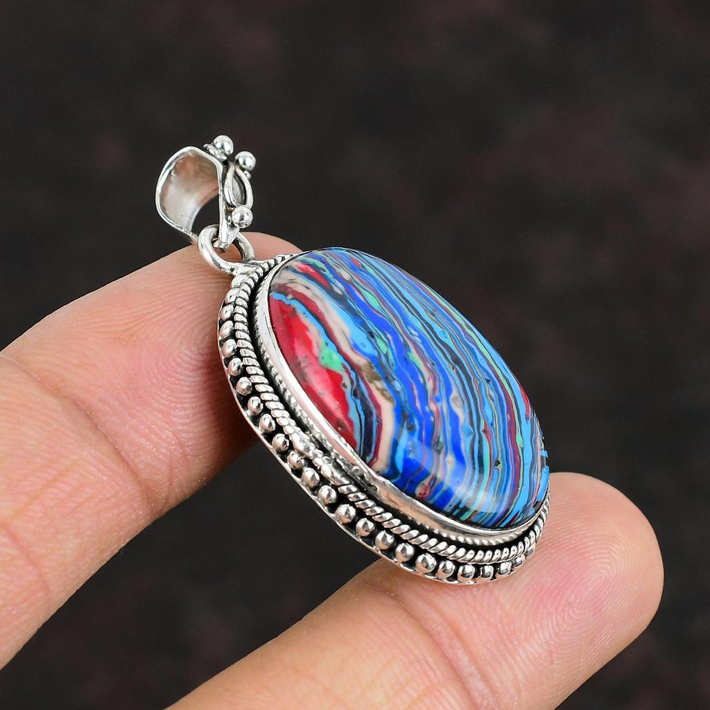 Подвеска Rainbow Calsilica, оригинальные драгоценные камни, серебряная подвеска 925 пробы, ручная работа, элегантные ювелирные изделия, подарки для мам, женщин, подвеска