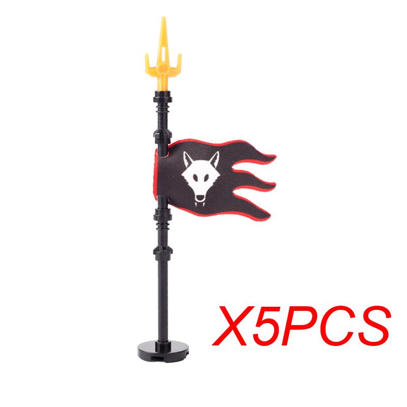 MOC Medieval Red Lion Black Eagle Castle Soldier Knight Horse Mount Building Block Military Figure Vest Armor Flag Toy Gift