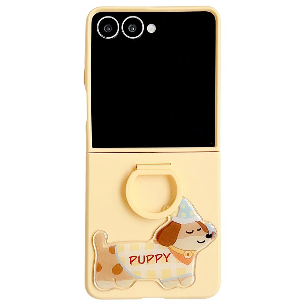 Для Samsung Galaxy Z Flip7 5G Чехол Скин Тактильный Силиконовый Кольцо ПК ТПУ Чехол для телефона с Мультяшной Наклейкой Такса