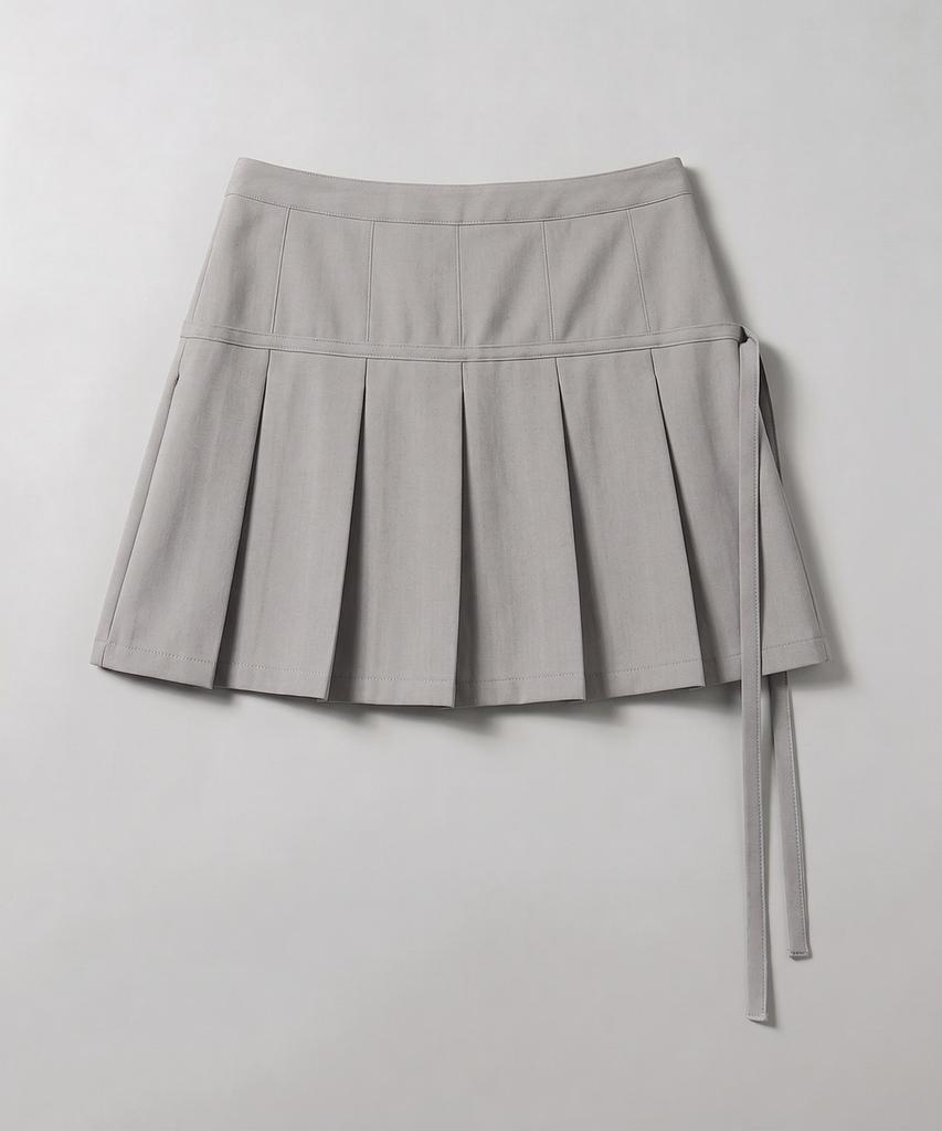 Chix Strap Pleated Mini Skirt Gray