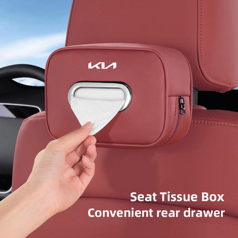 Car Tissue Box Quality Leather Auto Paper Towel Storage Bag For Kia KN GT-Line Sportage Ceed Rio Picanto Sorento Soul Cerato ZH5