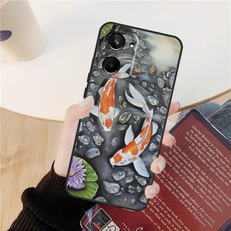 Чехол с карпами кои для Realme C55 C75 C67 C61 C53 C51 C21Y C25S 10 11 12 13 14 Pro Plus GT 6T 6 5 GT7 Pro