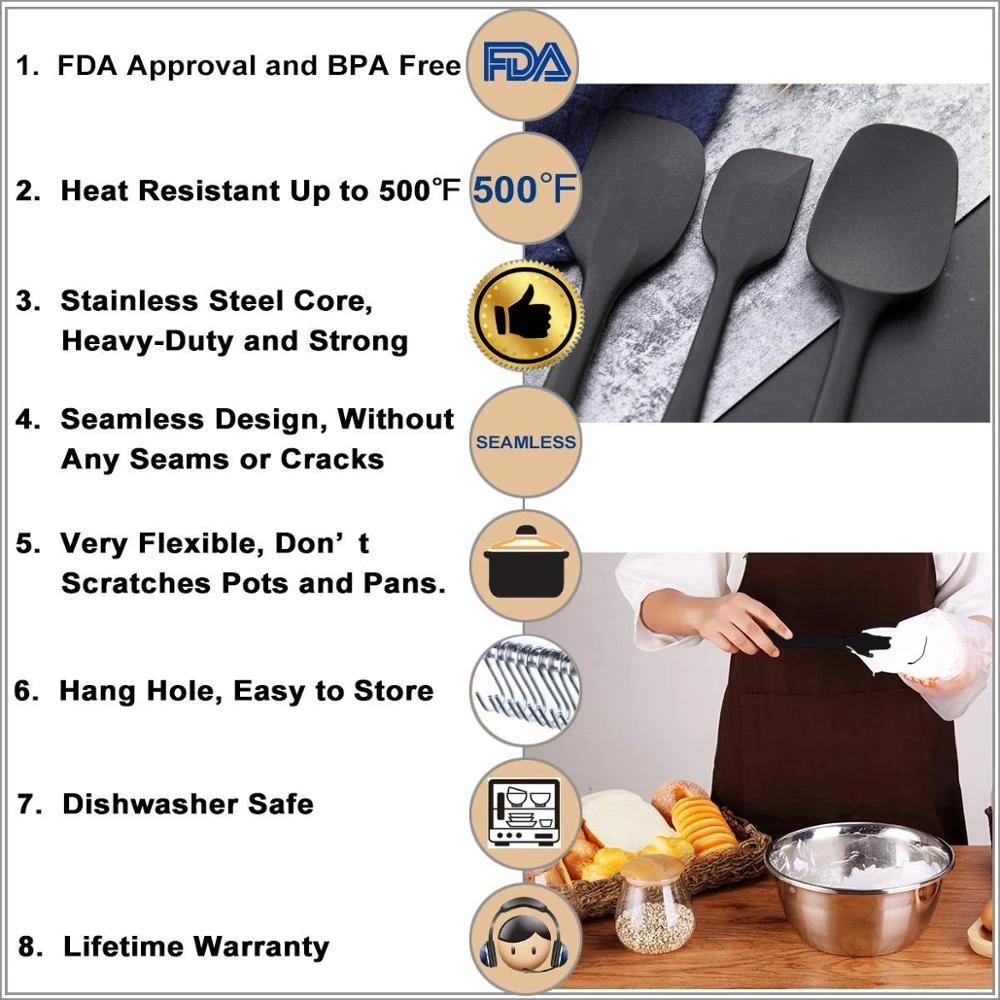 6 шт., набор силиконовых лопаточек, пищевые антипригарные термостойкие лопаточки, Тернер для приготовления выпечки, инструменты для смешивания и выпечки