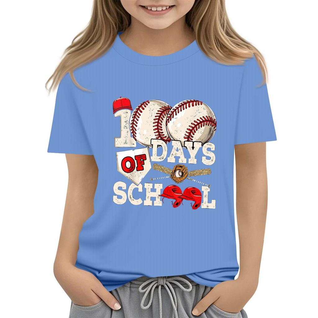 Детская модная повседневная футболка с коротким рукавом и круглым вырезом в честь 100-дневной годовщины школы