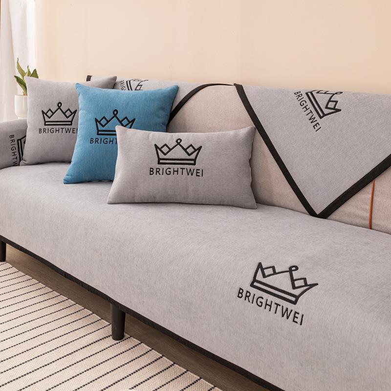 Чехлы для диванов, полотенец, чехлы для гостиной, чехлы для диванов с вышивкой в виде улыбки и букв, 1/2/3/4-местные чехлы для диванов, чехлы для диванов из синели