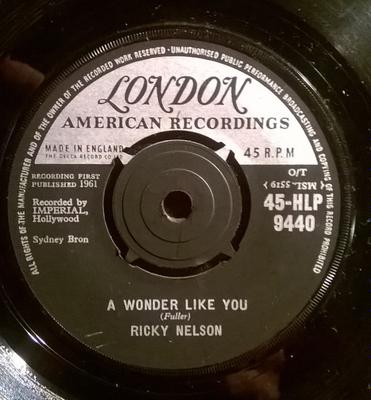 7-дюймовая пластинка РИКИ НЕЛЬСОН - Everlovin' 45HLP9440 London Records 1961 UK Рок Б/У