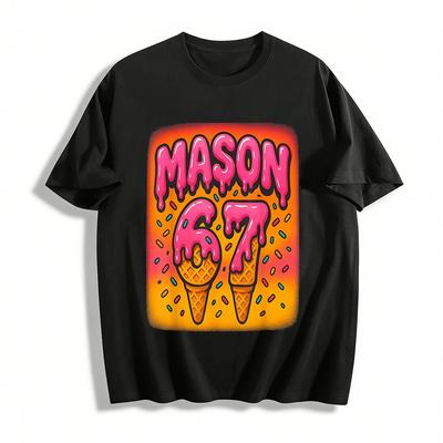 Тающее мороженое Mason 67 Графическая повседневная футболка с коротким рукавом Хлопковая футболка