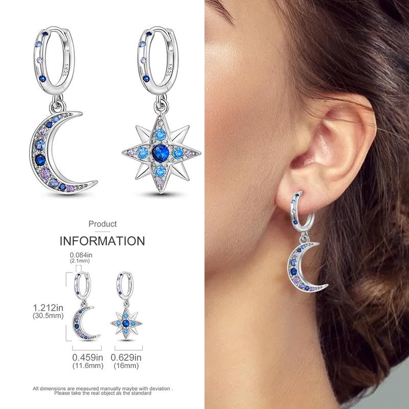 2024 New Earring for Women 925 Silver Sparkling Star Butterfly Heart Tassels Feather Hoop Earrings Engagement Wedding Jewelry
