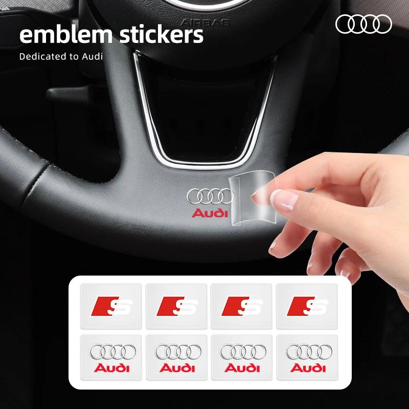 Car Steering Wheel 3D Sticker Decals Emblem Badge Car Styling For Audi A8 A5 A6 C5 C6 C7 A7 A3 A4 B5 B6 B7 B8 B9 D3 Q3 Q5 Q7 TT