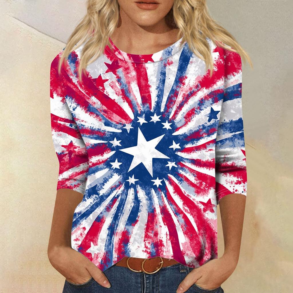 Женская футболка Повседневная футболка с принтом «День независимости», джемпер с круглым вырезом
