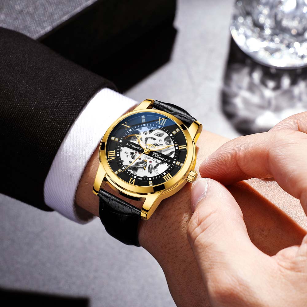 CHENXI Men's Hollow-Out Automatic Mechanical Watch Stylish Business Water Resistant for Daily Use watches for man Reloj Hombre