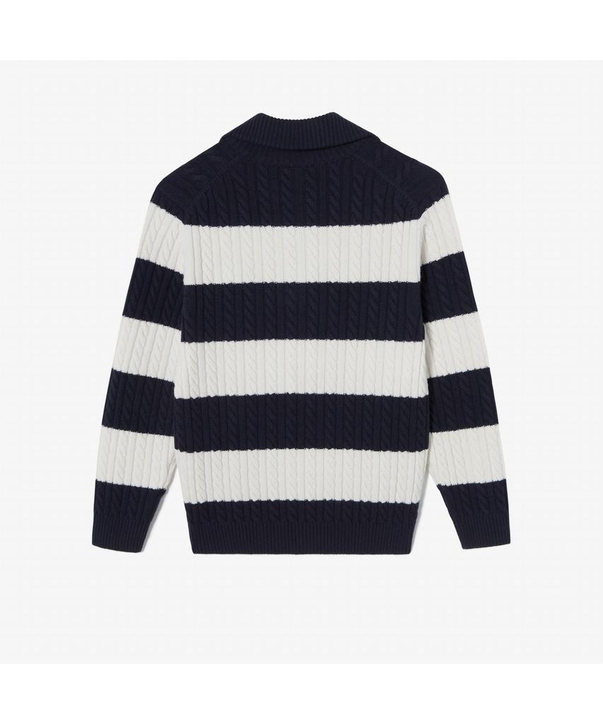 LACOSTE Men'S Cable Half-Zip Wide Collar Pullover Ah301E-54N Xfj