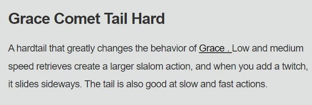 Таблица запасных хвостов Galapagos Grace 240 Commet Hard (1471)