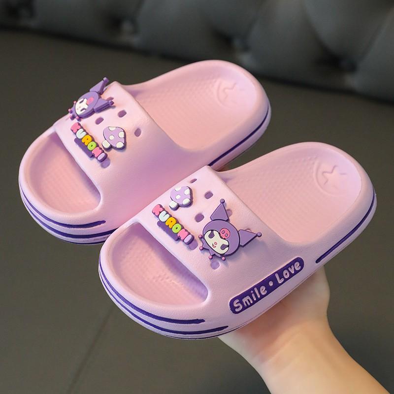 Sanrio Kids Slippers Girls Princess Style Non-Slip Home Outdoor Sandals With Kuromi