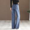 Женские эластичные прямые джинсы с высокой талией, мешковатые, широкие, джинсовые брюки, весна-осень, повседневные, винтажные