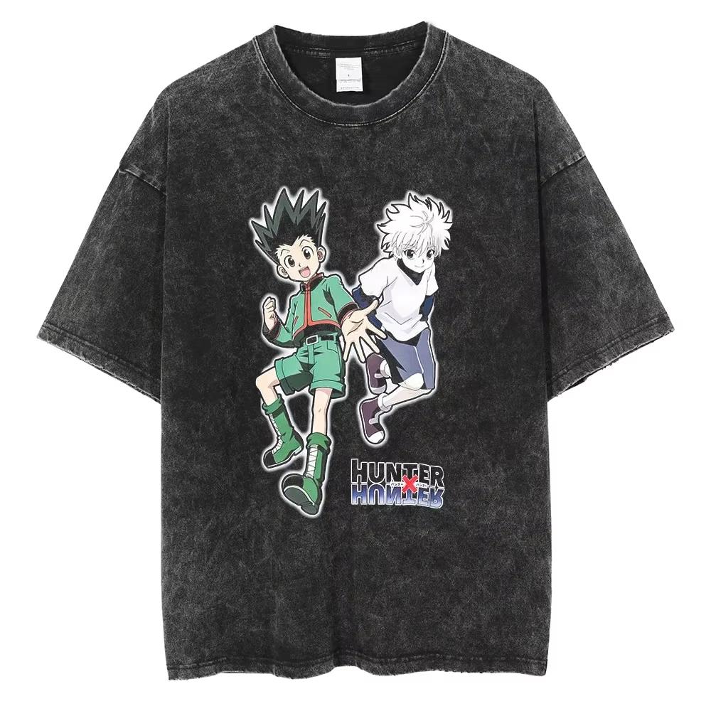 2026 Hot Sale HUNTER×HUNTER T Shirt Kurapika Manga Tshirt Men Women Hip Hop Washed Cotton T-shirt Clothing Summer Short Sleeve Tees Streetwear Top
