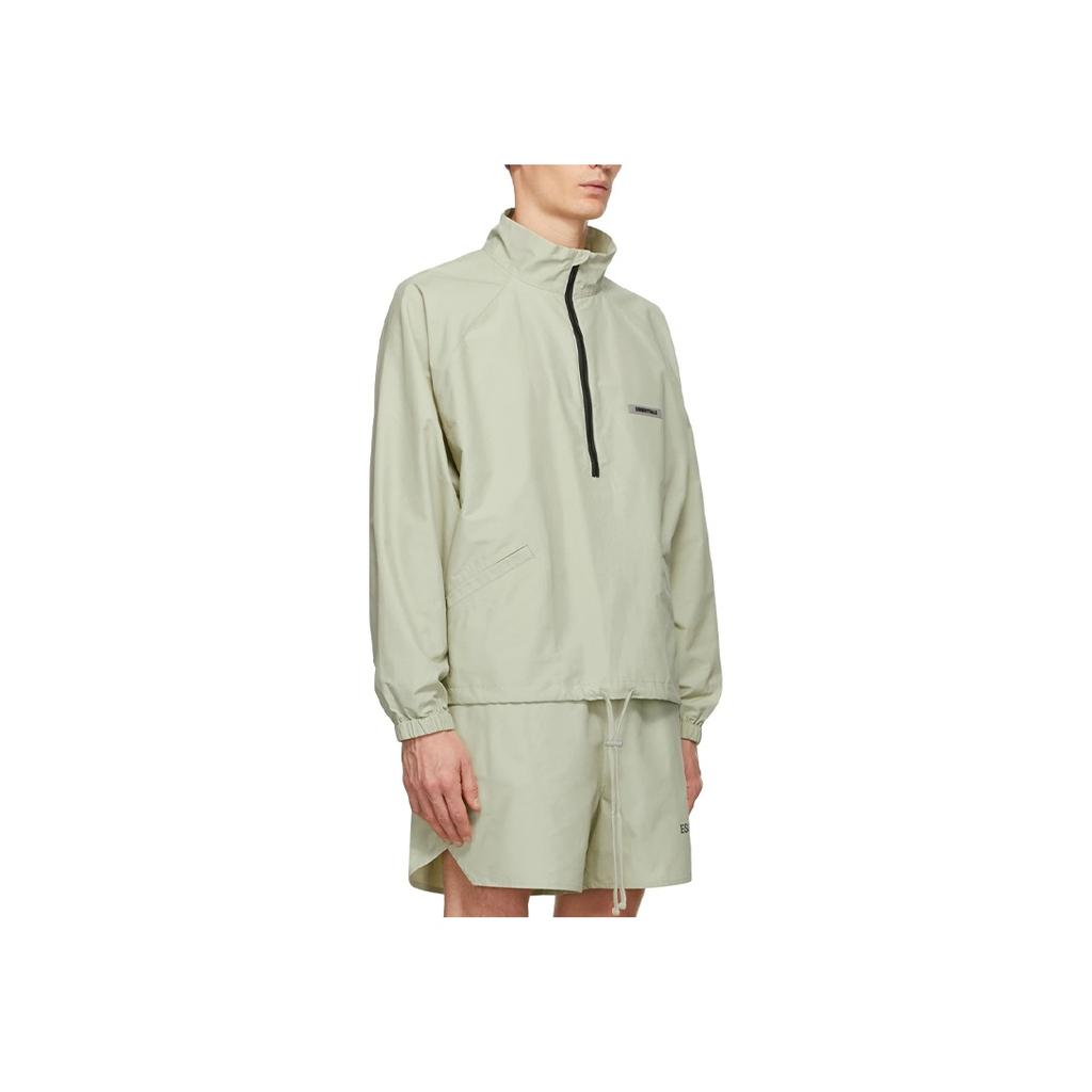 Fear of God Essentials Спортивная куртка с молнией до середины и логотипом на плече, унисекс, цвет шалфей, FOG-FW20-191
