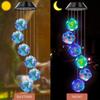 1pc Solar Blue Laser Disco Ball Wind Chime Lights Solar Powered 6 LED Waterproof Outdoor Decorative Lamp For Home Garden Decor