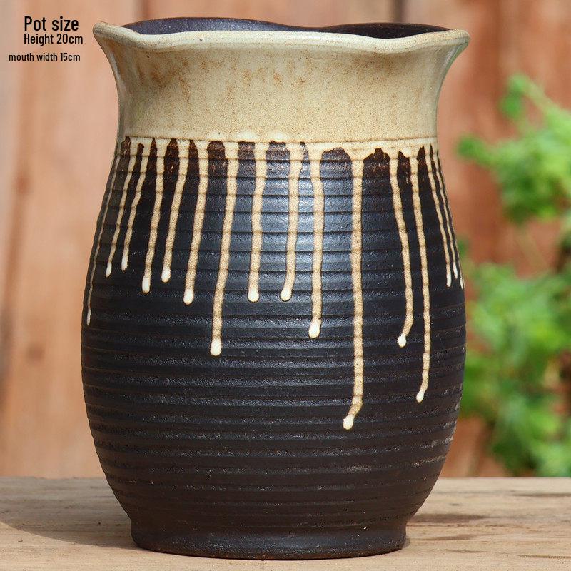 Large Ceramic Terracotta Flower Pot for Balcony and Living Room - Ideal for Succulents, Orchids, Green Radish, and Plants