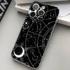 Suns Moons Clouds Astrological Transparent Back Phone Case For iPhone 17 16 15 13 12 11 14 Pro Max Mini Plus Silicone Bumper