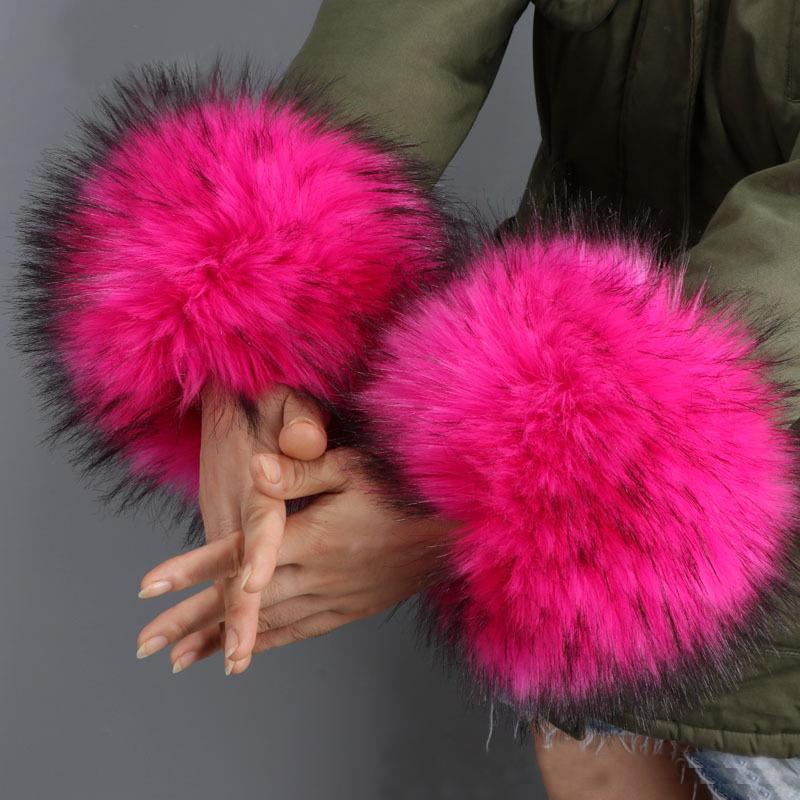 Женские плюшевые манжеты из искусственного меха, теплые пушистые мягкие перчатки на запястье, зимние перчатки