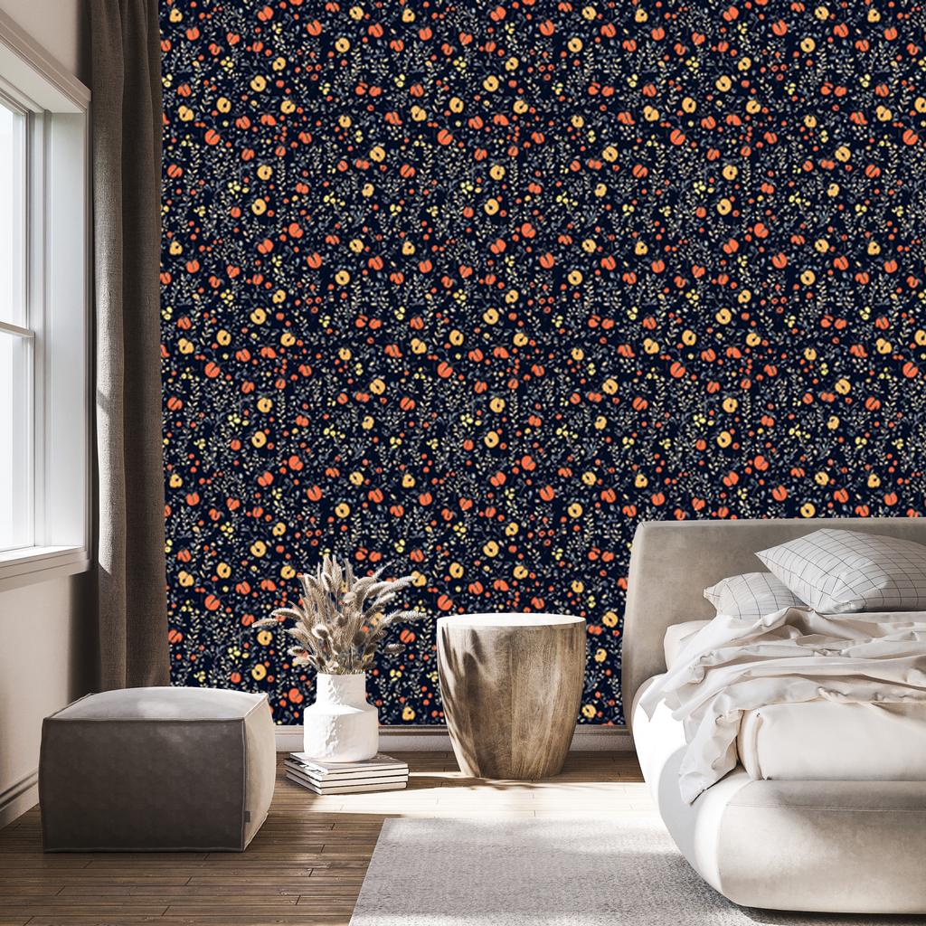 Ladybugs Navy Blue and Burgundy Wallpaper for Living Room and Bedroom 50x1000