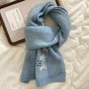 Embroidered Women's Knitted Scarf Solid Color Exquisite Woman Scarves Autumn Winter Warm Neck Protection Thick Couple's Accessories