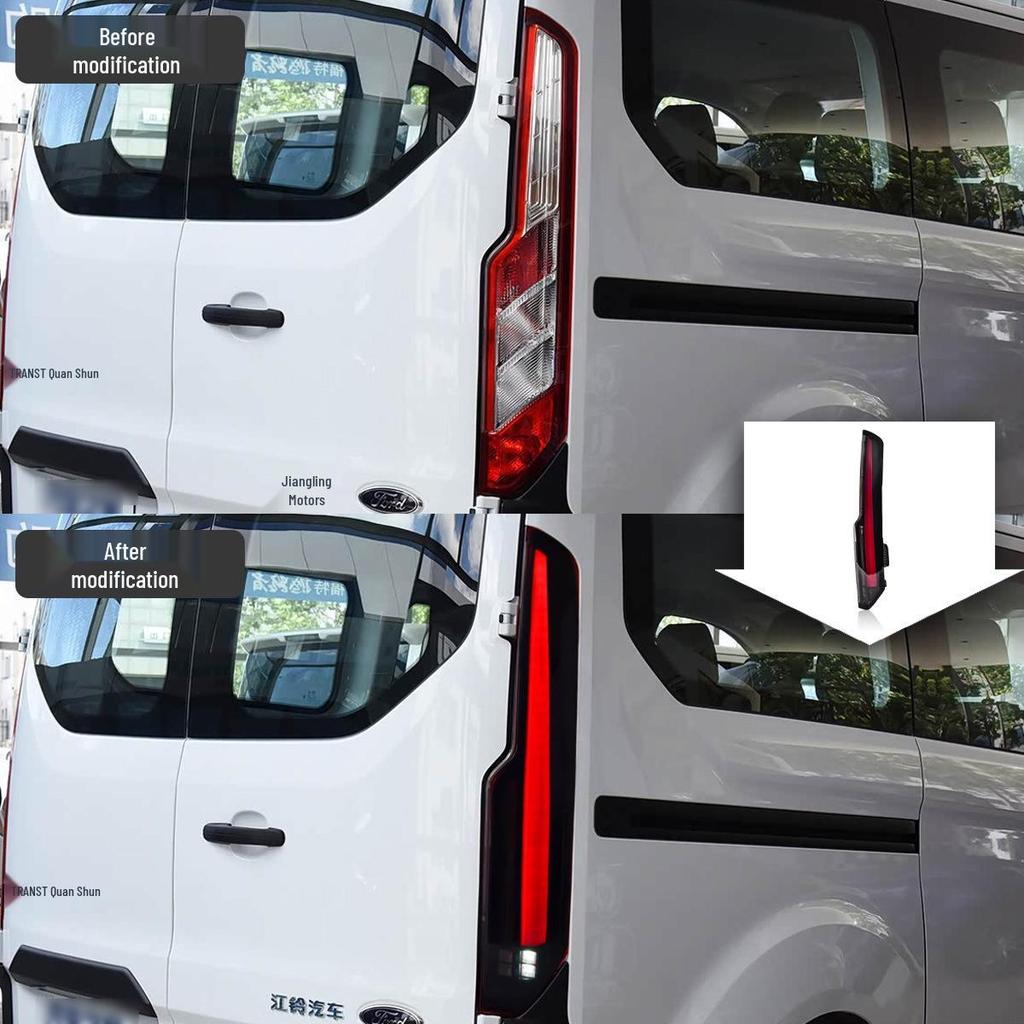 Совместимая светодиодная сборка заднего фонаря для Ford Transit/Tourneo 2016-2022 гг. с последовательными указателями поворота и дневными ходовыми огнями.