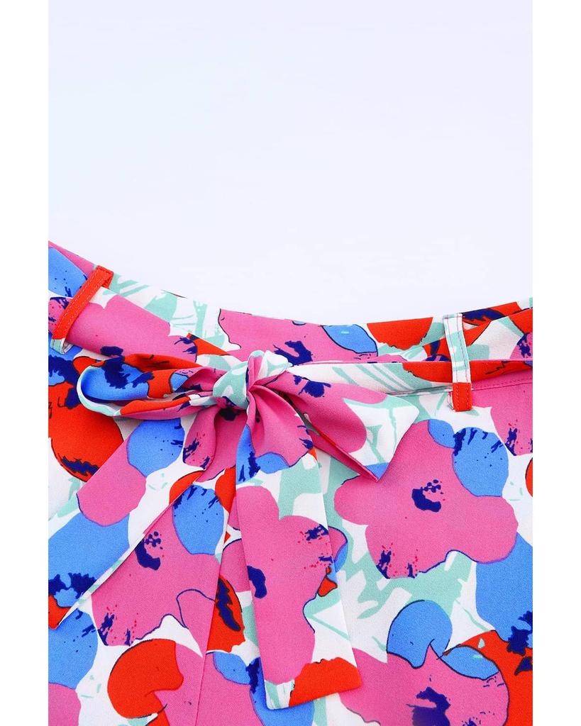 Azura Exchange Belted Floral Print Shorts