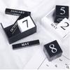 MDF Wooden Perpetual Calendar Eternal Blocks Pastoral Style Building Blocks Calendar Month Display Perpetual Calendar