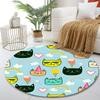 Cute Cats with Rainbows and Ice Cream Print round rug, living room, bedroom, playroom carpet, non slip floor mat, gift