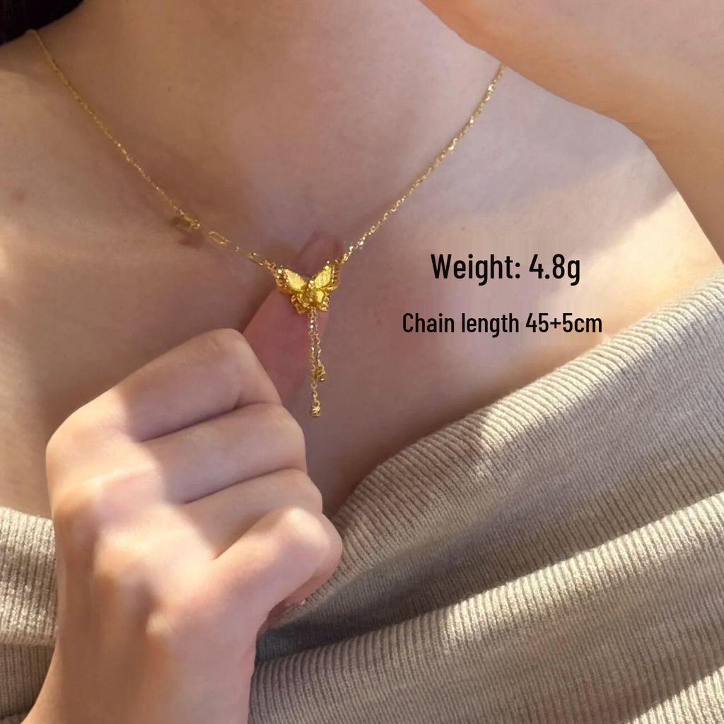 Позолоченное ожерелье-чокер с кисточкой в виде феи-бабочки - Женские роскошные аксессуары для ключицы
