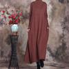 Johnature Women Vintage Knitted Dress Solid Color Half High Collar A-Line Autumn Soft Female Long Dresses