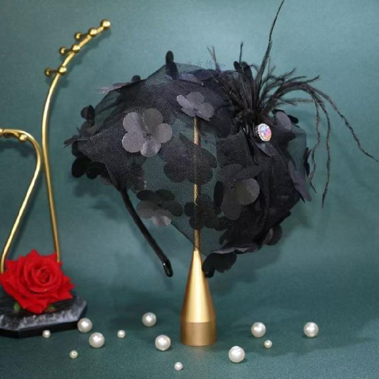 Привлекательная шляпка-фасинатор с перьевым цветком, повязка на голову для женщин, украшение для волос для вечерней вечеринки, банкета, заколка для волос