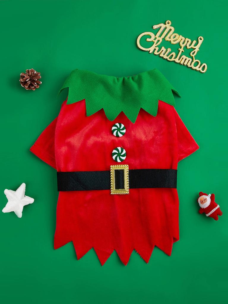 Dog Spirit COS Clothes for Small Dogs T-Shirt Costume Puppy Pajama with Belt Candy shaped Buttons Doggie Pet Warm Clothes Soft