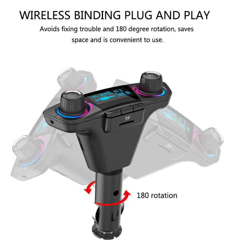 BT06 Автомобильный MP3 Bluetooth FM-передатчик с функцией Hands-Free и быстрой зарядкой 2.1A.
