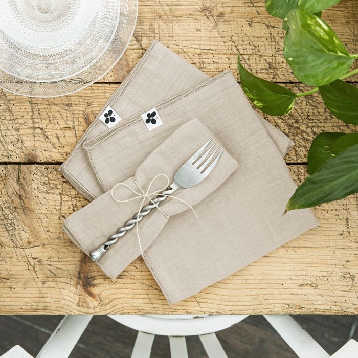 Serviettes de table - Beige - 40 x 40 cm - 100% gaze de coton - Lavable