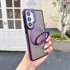 KEYSION Matte Translucent Magnetic Phone Case for Samsung Galaxy S25 S26 Ultra 5G S26+ 360° Rotating Ring Stand Shockproof Cover