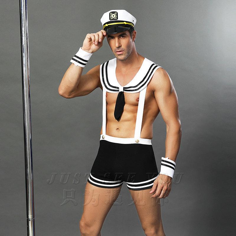 Wholesale Sexy Lingerie Set for Man Roleplay Navy Uniform with Cap Stylish Night Club Cosplay Costumes