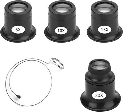 Лупа для глаза 5x 10x 15x 20x Набор держателей на проволоке Лупа Часовые инструменты 20x Лупа 5x Лупа Увеличительное стекло Лупа Часовая лупа Набор держателей на проволоке Точность