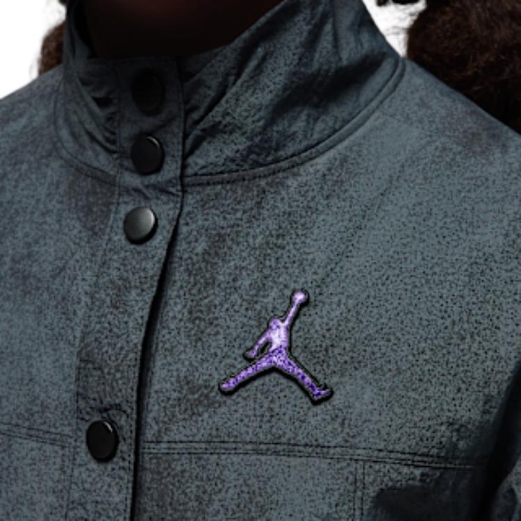 Jordan Куртка Джинсовая И Блестящая Легкая С Логотипом Карман Длинный Рукав Свободного Кроя Детские куртки IO2481-010