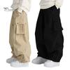 Мужские брюки с несколькими карманами, эластичный пояс, обтянутый щиколоткой, свободные винтажные брюки-карго, однотонные уличные брюки для походов на свежем воздухе, кемпинга