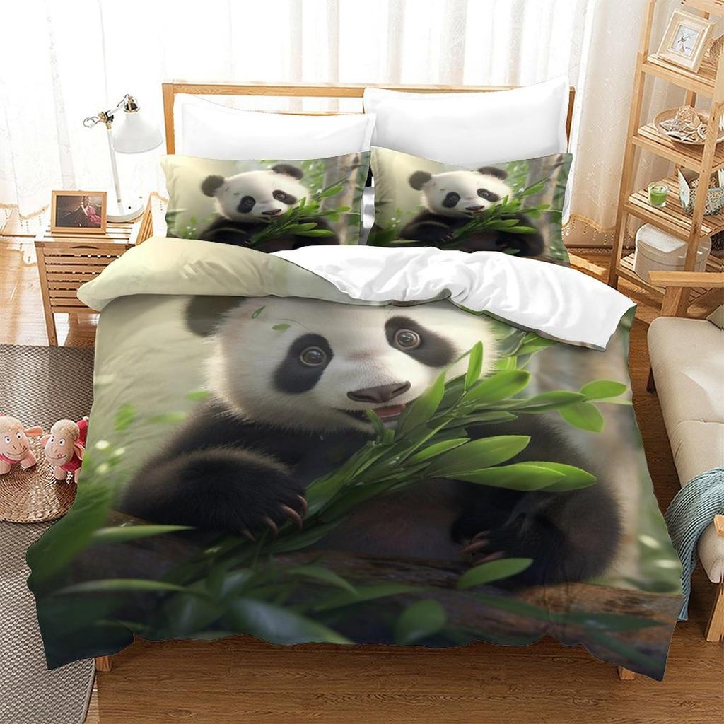 Наборы Пододеяльников с Рисунком Бамбуковых Листьев для Детей и Подростков, Легкие Покрывала на Одеяло, Декор Спальни, 2 Наволочки, 1 Пододеяльник, Без Одеяла