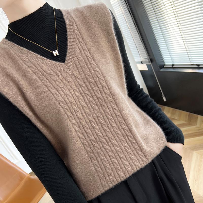 Женский кашемировый жилет Qinghe Cashmere 30% кашемир 70% шерсть осенне-зимний кашемировый жилет мягкий и теплый