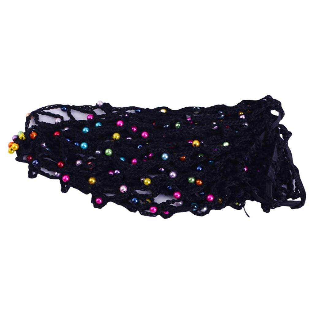 Mesh Hair Net Polyester Knit Snoods Crocheted Sleep Cap with Faux Pearls Decoration Fashionable Head Cover for Women